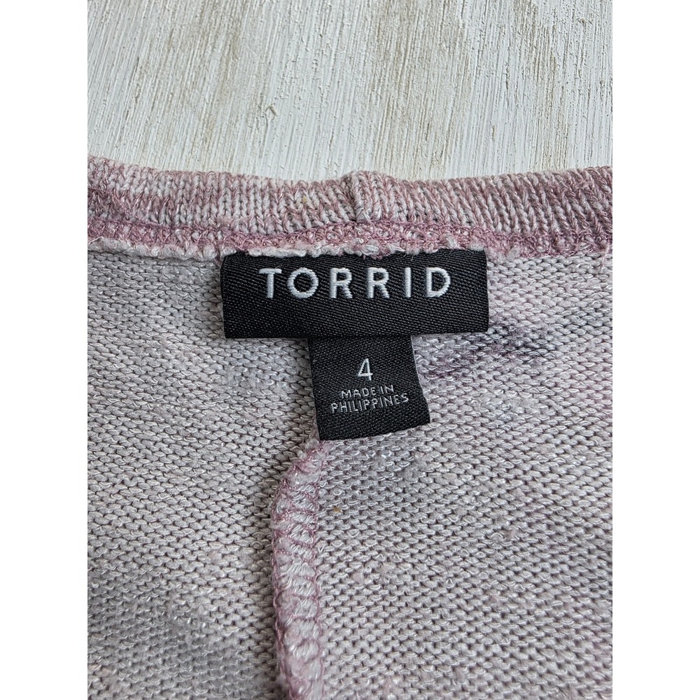 Torrid Womens 4 Floral Duster Cardigan Pink Space Dye High Low Boho Cottagecore - Picture 3 of 7
